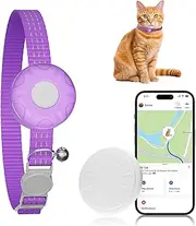 Cat GPS Tracker for Cats, Waterproof Pet GPS Tracker, Cat GPS Tracker Collar with Safety Elastic Buckle, Compatible with Apple Find My App (Only iOS), No Monthly Fee, Purple