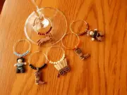 " RODEO,WESTERN, COWBOY" SET OF 6 HAND CRAFTED WINE GLASS CHARMS