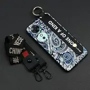 Phone Case Compatible with Honor Play60/60M, Silicone Phone Holder Graffiti Anti-Knock Anti-dust Ring Wrist Strap Soft case Waterproof Durable