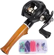 LLEIIshen Casting Fishing Combo 1.6m Carbon Fiber Telescopic Fishing Rod 8.1:1 Gear Ratio Aluminum Alloy Spool Fishing Reel/2006