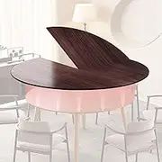 Exquisite Large Round Foldable Wood Table Top Space Saving Circular Folding Table for Parties Weddings and Events