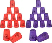 yeesport Speed Stacking Cups Game: 24pcs Cup Stacking Set, Sports Stacking Cups Speed Training for Party Challenge Competition Travel Game, Gift Idea for Stack Games Lover (Red & Purple)