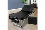 Zenses Massage Table 70cm Portable 3 Fold Aluminium Beauty Bed Black