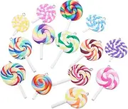 [SEWOART] 20pcs Polymer Clay Lollipops Charms Diy Necklace Bracelet Pendants Keychain Pendant Bag Ornament Random Style
