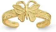 [JewelryWeb] 14k Yellow Gold Textured Polished Butterfly Angel Wings Toe Ring - Toe Ring for Women