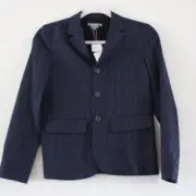 NWT Bonpoint Boys Jameson Jacket Blazer Navy Blue Stripe Virgin Wool Blend 12