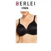 Womens Berlei 2 PACK Lift & Shape Non-Padded Sexy Black Bra Floral Pattern YZKD