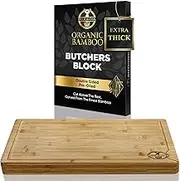 Deer & Oak Extra Large Chopping Board - Premium Bamboo Butcher's Block 40 x 30 x 4cm Extra Thick, Wooden Cutting Board for Kitchen, Heavy Duty Meat Chopping Board