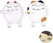 UgyDuky 2 PCS Cute Cat Multifunction Ceramic Spoon Rest,Modern Spoon Rest Holder for Stove Top Kitchen Counter Modern Spatula Utensil Rest
