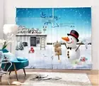 3D Snow town 55 Blockout Photo Curtain Printing Curtains Drapes Fabric Window AU