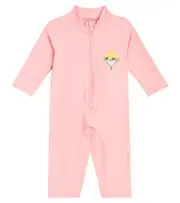 [Mini Rodini] Mini Rodini Baby Owl ruffled rashguard swimsuit M 6-9 pink