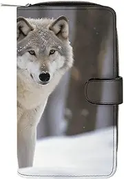 [LQWOK] Wallet, Wolf in The Snow Printed Wallet,travel Wallet,durable Wallet,portable Wallet,universal Wallet,leather Wallet, wolf in the snow, 19.7x11x3.5cm, Modern