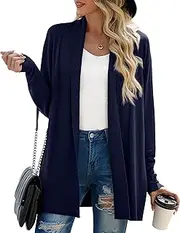[GRECERELLE] Women’s Open Front Draped Lapel Cardigan Long Sleeve Loose Slouchy Lightweight Knit Soft Sweater