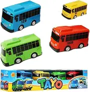 LGWJHCY 4pcs Bus Model, Big Pull Back Toy Cars, Creative Toy Car for Boys and Girls, Party Decoration, Birthday Gift (7 cm)