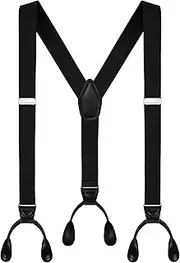 [Moulen] Men's Y-Back 1.4 Inches Wide Button End Elastic Adjustable Suspenders