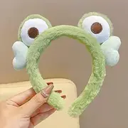 [SINLOV] Cute Cartoon Frog Headband Winter Plush Hair Band Green Party Headpieces Headdress for Women and Girls