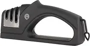 [MasterChef] Kitchen Knife Sharpener 3 Stage Sharpening System (Coarse/Medium/Fine) for Steel Blade Knives & Scissors with Ergonomic Soft Touch Handle & Non Slip Base, Black