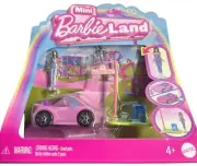 Mini Barbie Land Playset With Doll & Car For Ages 4+