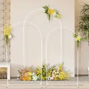 Set of 3 White Wedding Arch Stand Sturdy Party Birthdy Balloon Flower Display Frame