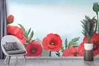 3D Red Floral Watercolor Self-adhesive Removeable Wallpaper Wall Mural