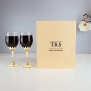 Personalised Crystal Wine Glasses Daisy Set