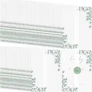Outus 100 Pcs Pre Folded Vellum Jackets for 5x7 Invitations, Transparent Paper Invitations Greenery Printed Wraps Wedding Baby Shower Birthday Clear Eucalyptus Paper, (YH-Outus-49867)