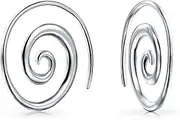 [Bling Jewelry] Boho Hammered Geometric Round Labyrinth Swirl Wire Spiral Hoop Threader Stud Earrings For Women Teen Yellow Gold Plated .925 Sterling Silver
