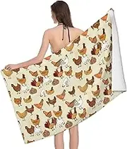 JBYJBX Chicken Pattern Print Beach Towel Quick Dry Sandproof Microfiber Beach Bath Towel for Travel Pool Camping