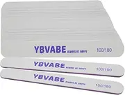 YBVABE Nail Files 12Pack - 100/ 180 Grit - White Color Emery Boards Double Sided - Professional Reusable Nail Buffer Block Manicure Tool for Precision Nail Shaping - Premium Salon Quality - Dual Grit Manicure and Pedicure