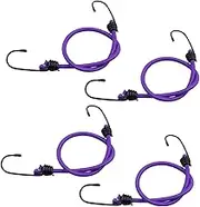 Generic 4X Mini Bungee Cord, Small Elastic Cord, Small Bungee Strap, with Hooks for Camping Trucks Boats Luggage Roof Racks Hiking, Purple 80cm