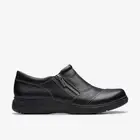 LADIES CLARKS CERTINA PURE BLACK LEATHER FLAT CASUAL SHOES