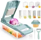 Veggie Chopper with Container, Premium Stainless Steel Vegetable Chopper, 7 Blad