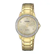 Citizen Eco Drive Swarovski Crystal Gold Watch FE1172-55P Stainless Steel Swarovski Elements