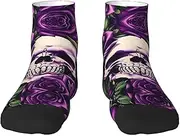 [YANYU] Many Purple Rose Skull Print Workout Everyday Socks For Men And Women All Seasons Comfortable Adult Socks