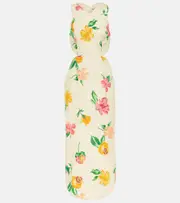 [Alemais] Alémais Cutout linen floral midi dress UK 14 multicoloured