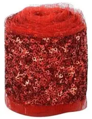 Indian Traditional Sequence Net Laces Color Red For Sarees 4.25 m