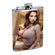 Moroccan Pin Up Girls D6 Flask 8oz Stainless Steel Hip Drinking Whiskey
