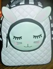 Betsey Johnson Kitty Cat Backpack Black White Stripe Pink Quilted Bag NWT