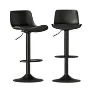 2 x Contemporary Gas Lift Swivel Bar Stools Black