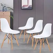 [ALFORDSON] Dining Chairs Set of 4 with Solid Wood Legs, Kitchen Chair with Floor Protector, EM Series Reading Seating for Home Cafe Coffee Table, Max 150kg, White