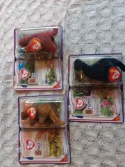 TY McDonalds 1994 Beanie Baby RARE RETIRED DINOSAUR TRIO, Steg,Rex,Bronty