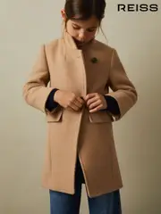 Reiss Camel Harlow 9-13 yrs Mid Length Wool Blend Coat (B93923) | $245