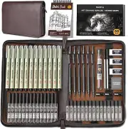 All-in-One 58PCS Mechanical Pencil and Drawing Tools Set in Leather Case
