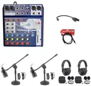 2) Person Podcasting Podcast Bundle w/Soundcraft Mixer+Headphones+Pro Mic+Stand