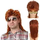 Fiber Punk Brown Men's Wig Synthetic Hair Mullet Fluffy Wig Retro Cosplay Wig