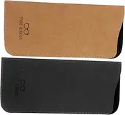 [HOMOCONO] Eyeglass Bag for Women Soft Leather Glasses Pouch Portable Eyewear Pouch Large Pocket