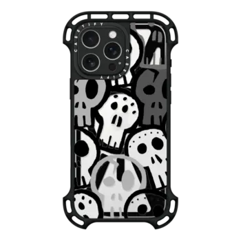 iPhone 16 Pro Max Ultra Bounce Case MagSafe Compatible SKULLS ODD ONE OUT, B&W HALLOWEEN SKULL SPOOKY CREEPY DEATH PATTERN