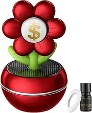 Car Solar Air Freshener, Auto Freshener Solar Energy, Flower Design, 360 Degree Rotation, Aromatherapy Air Purifier, Wealth Sign For Adults