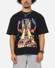 [73 Studio] 73 Studio Marvel Fantastic Four Galactus Universe T-shirt Black Acidwash - Size XS XS Black Acidwash