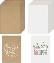 QMLING Pack of 100 Blank Postcards, A6 Kraft Paper Cards, 14.5 x 9.5 cm, Double-Sided Blank Cards for DIY, Creative Craft Projects (Brown/White)